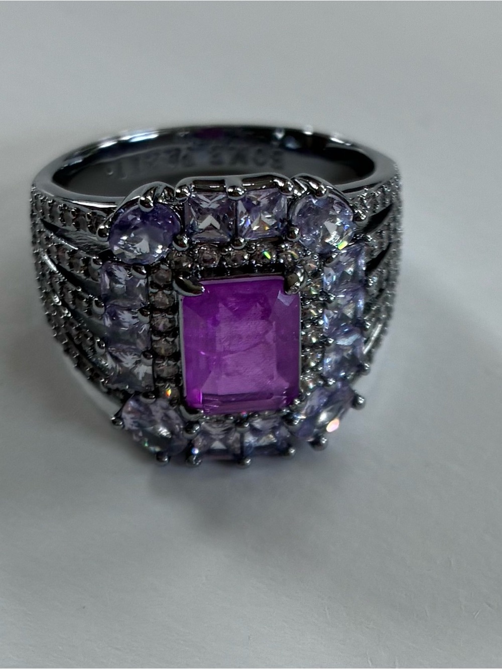 Women's Sterling Silver Purple Gemstone Statement Ring